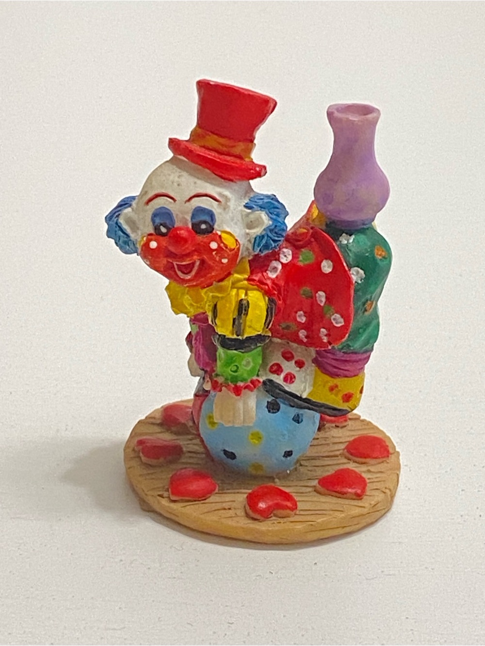 Vintage Whimsical Multicolor Clown Figurine Decorative Accent